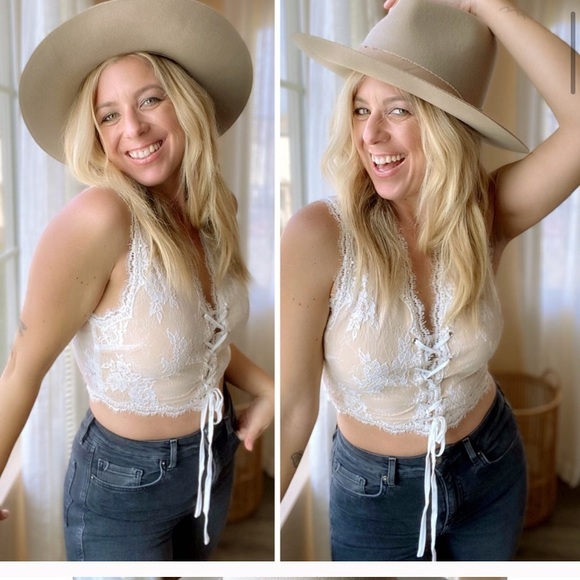 LAST Tie Front Lacey Crop - Picture 4 of 13